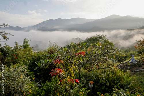 Foggy landscape in Vilcabamba, Ecuador photo