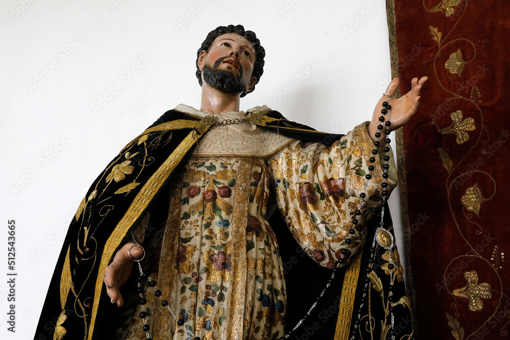 18th-century statue of Saint Dominic in Fray Pedro Gocial museum in San Francisco's convent, Quito, Ecuador