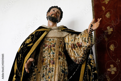 18th-century statue of Saint Dominic in Fray Pedro Gocial museum in San Francisco's convent, Quito, Ecuador