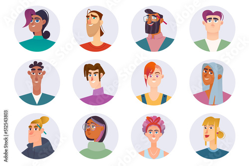 Designers staff characters avatars isolated set. Artists, illustrators and developers. Diverse men and women working in team in creative studio. Vector illustration with people in flat cartoon design