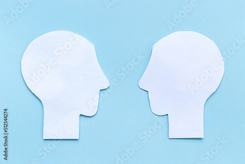 Two shape of men head - connection and communication concept