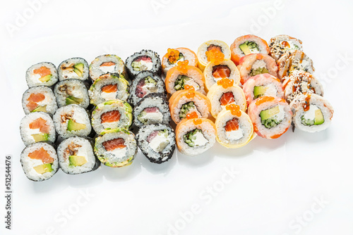 sushi set on the white