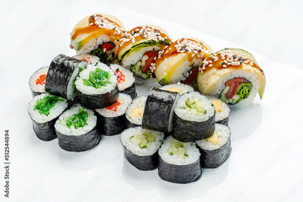 sushi set on the white sushi set on the white