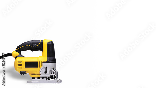 right facing yellow jigsaw isolated white background