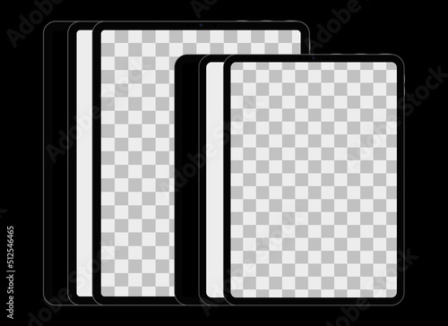 Modern gray vector tablet with blank, white and without screen. Perfect for ui and ux design 