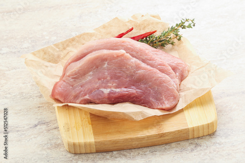 Raw pork schnitzel for roast