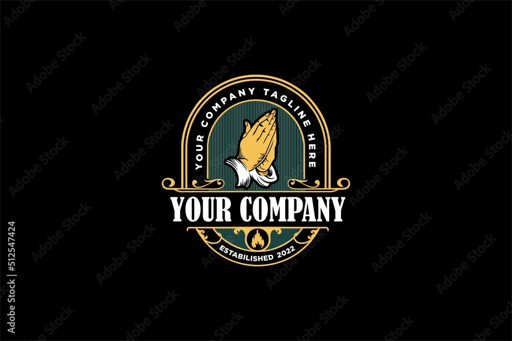 Obraz premium Hand holy praying hipster vintage logo