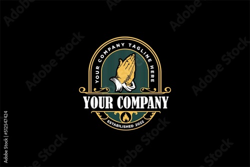 Hand holy praying hipster vintage logo