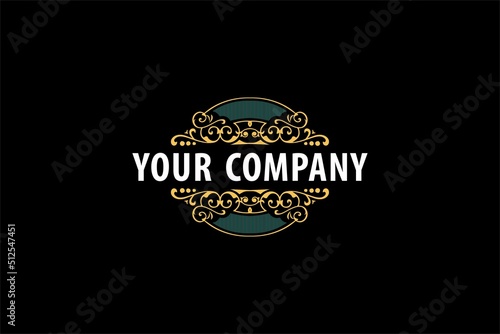 Vintage luxury tattoo lettering logo with decorative floral frame Premium Vector
