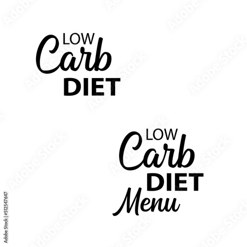 Low carb diet and menu, label, banner, text.