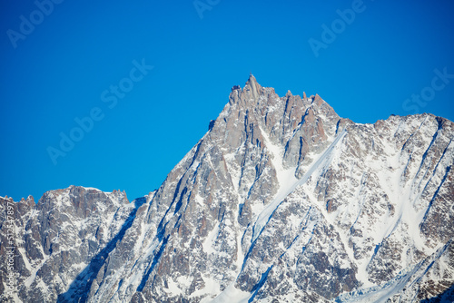 Aiguille du Midi peak on Mont Blanc mountain in the French Alps