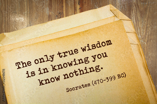 quote. The only true wisdom is in knowing you know nothing. Socrates (470-399 BC)