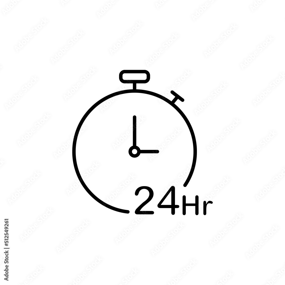 24 hours icon in flat black line style, isolated on white background eps 10 24 hours icon in flat black line style, isolated on white background eps 10