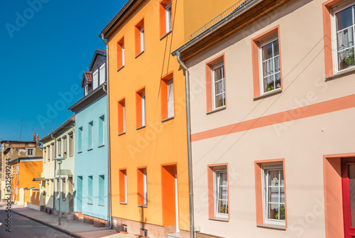 Colorful houses in historic city Lutherstadt Eisleben, Germany