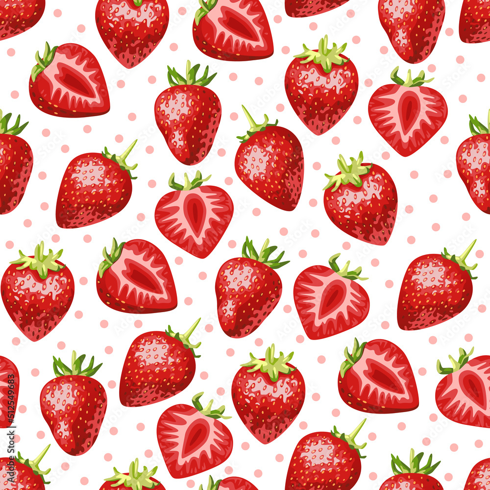 Juicy strawberry pattern on a white background Juicy strawberry pattern on a white background