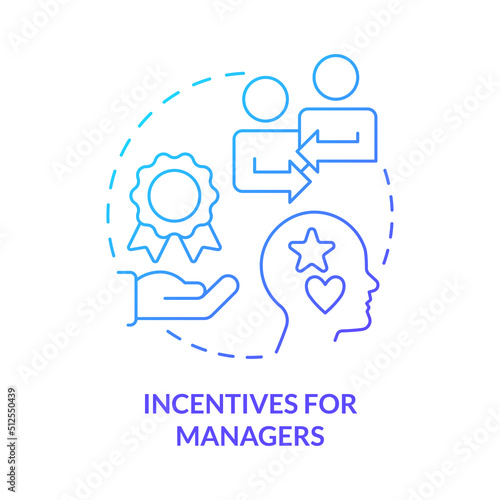 Incentives for managers blue gradient concept icon. Personal career goals. Motive for merger abstract idea thin line illustration. Isolated outline drawing. Myriad Pro-Bold fonts used