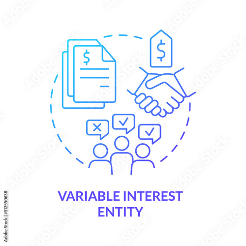 Variable interest entity blue gradient concept icon. Business consolidation and merger strategy abstract idea thin line illustration. Isolated outline drawing. Myriad Pro-Bold fonts used