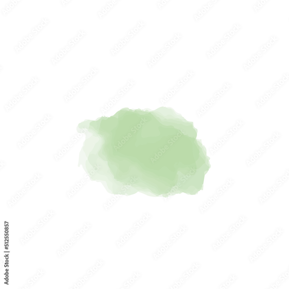 Fototapeta premium Green blot of watercolor paint. Vector stock illustration. Alcohol ink. Gouache. White background. isolated