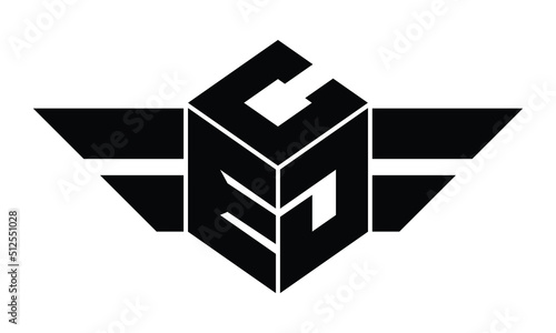 CED three letter gaming logo in polygon cube shape logo design vector template. wordmark logo | emblem logo | monogram logo | initial letter logo | sports logo | minimalist logo | typography logo |