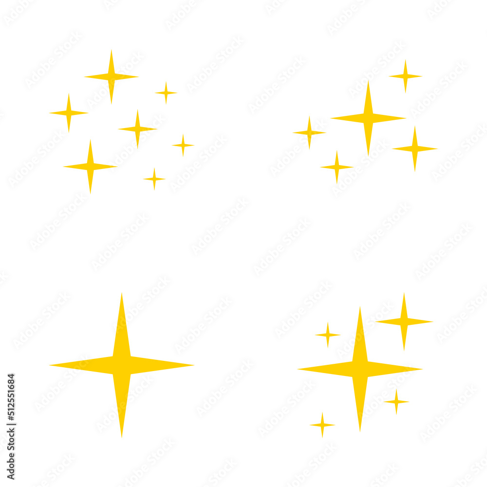 Set of stars sparkles, flat design Set of stars sparkles, flat design