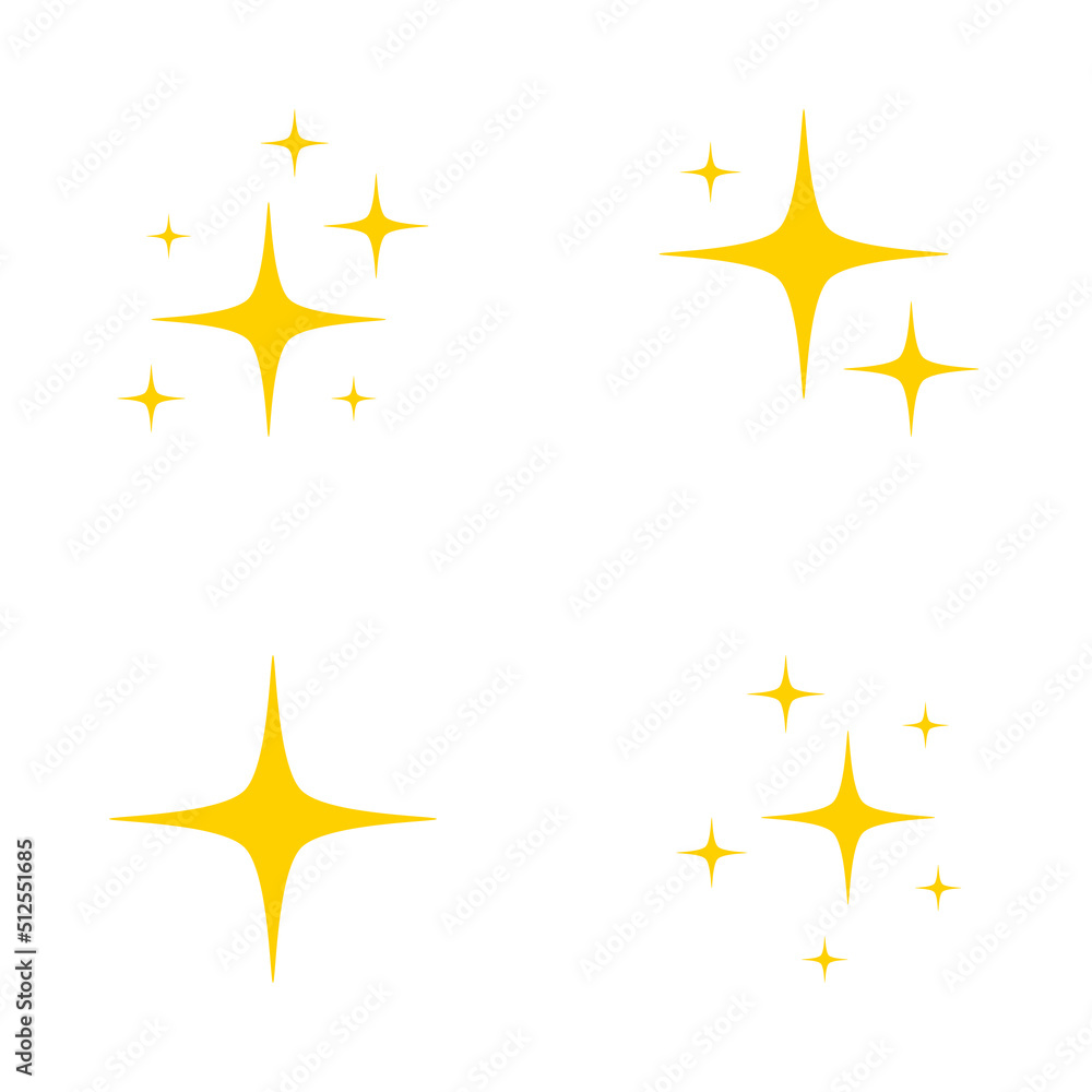Set of stars sparkles, flat design Set of stars sparkles, flat design