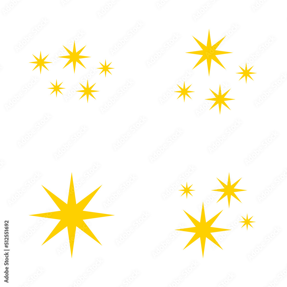 Set of stars sparkles, flat design Set of stars sparkles, flat design