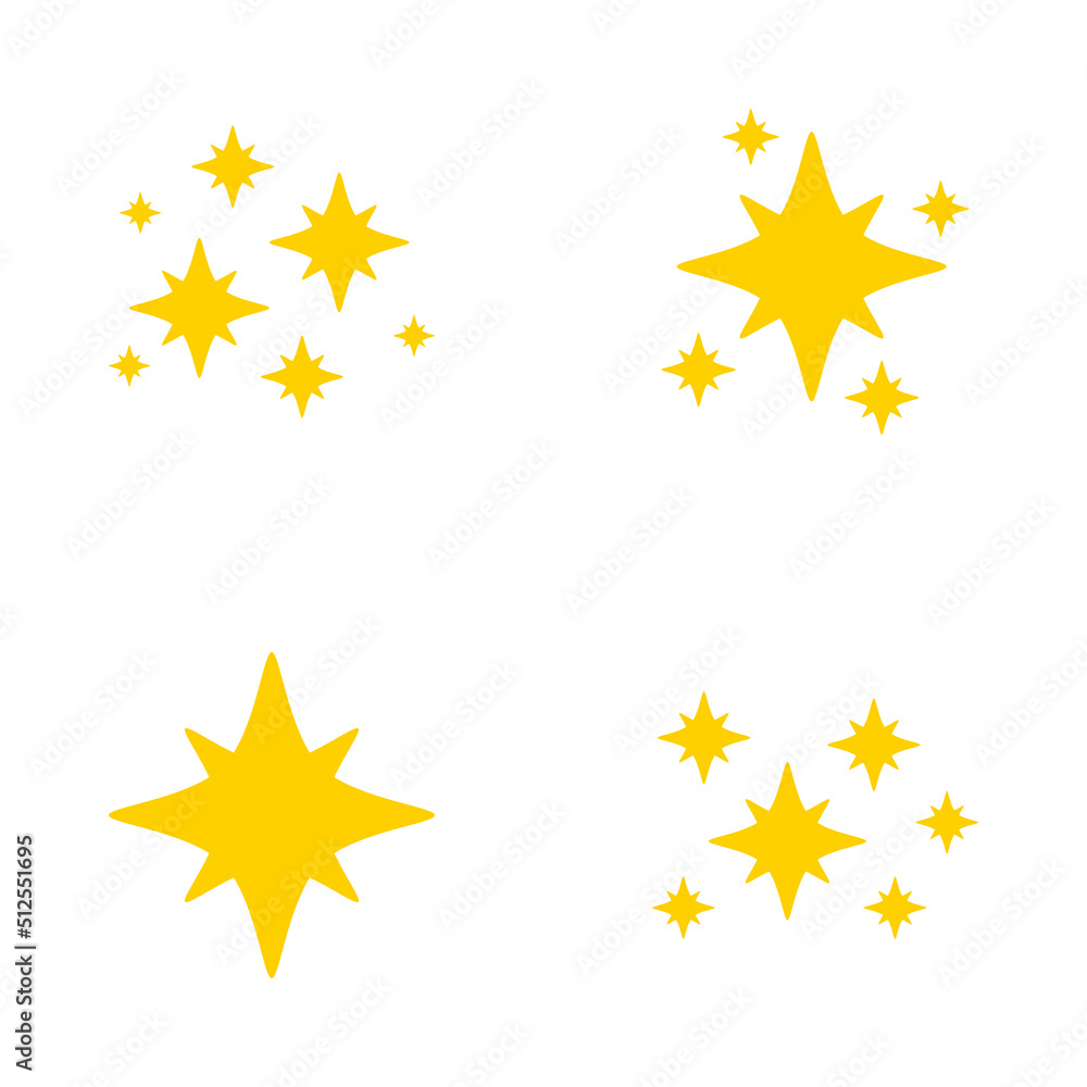 Set of stars sparkles, flat design Set of stars sparkles, flat design