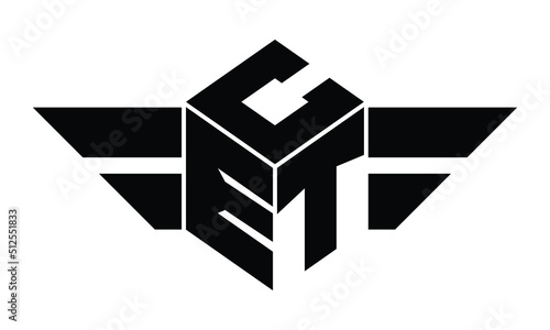 CET three letter gaming logo in polygon cube shape logo design vector template. wordmark logo | emblem logo | monogram logo | initial letter logo | sports logo | minimalist logo | typography logo |