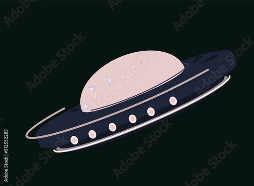 Ufo, cartoon style. Isolated vector. 
