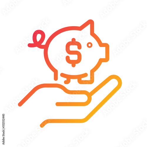 Saving money pixel perfect gradient linear vector icon. Budget management. Emergency fund. Retirement account. Thin line color symbol. Modern style pictogram. Vector isolated outline drawing