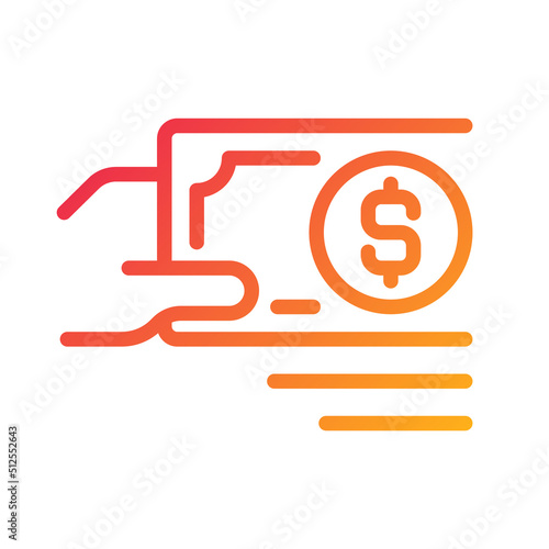 Payment in cash pixel perfect gradient linear vector icon. Paper money currency. Purchasing and selling. Physical cash. Thin line color symbol. Modern style pictogram. Vector isolated outline drawing