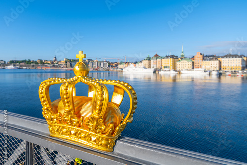 Golden Crown of Skeppsholmen Bridge in Stockholm