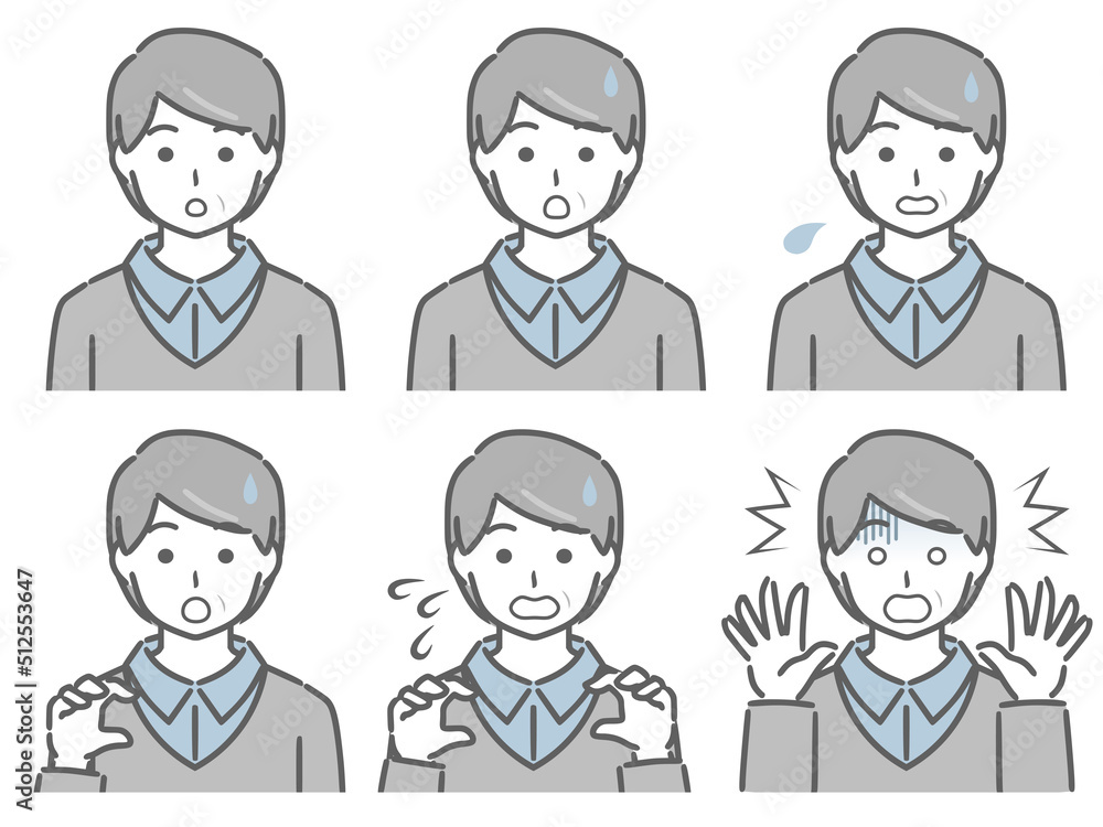 驚く表情の強弱 中年男性(私服) 驚く表情の強弱 中年男性(私服)