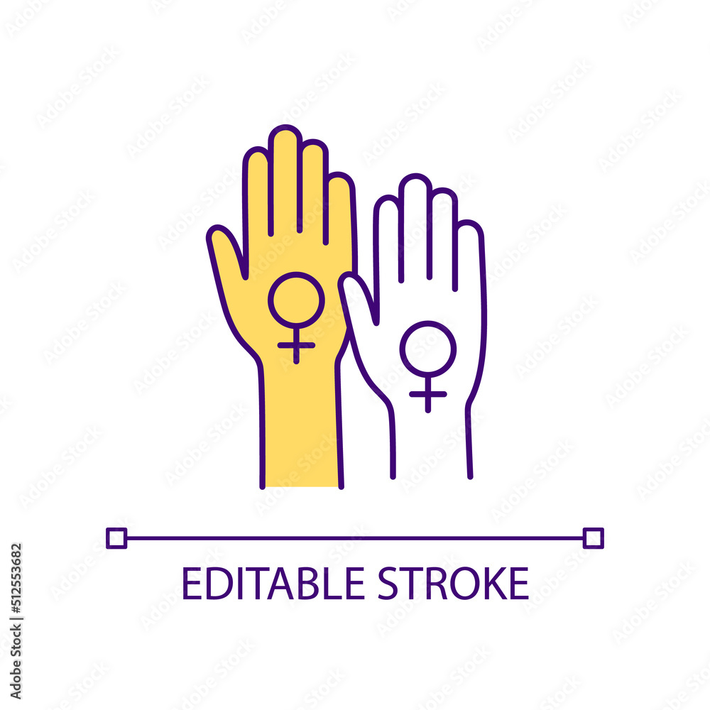 Same sex female partners RGB color icon. Lesbian couple. Relationship. LGBT community members. Isolated vector illustration. Simple filled line drawing. Editable stroke. Arial font used