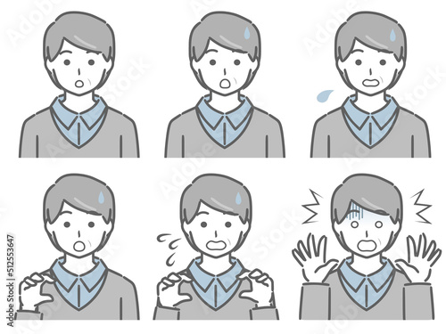 驚く表情の強弱　中年男性（私服）