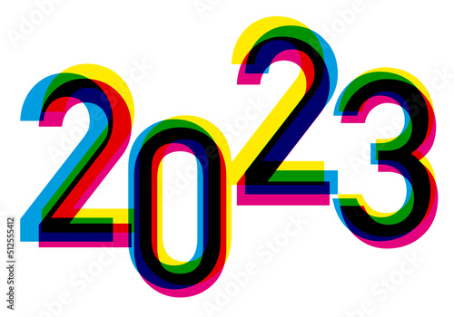 Carte de vœux 2023 avec un graphisme énergique et coloré, pour symboliser le dynamisme d’une entreprise compétitive.
