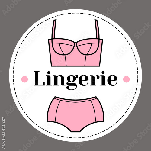 Lingerie shop logo in retro style. Vector stock image