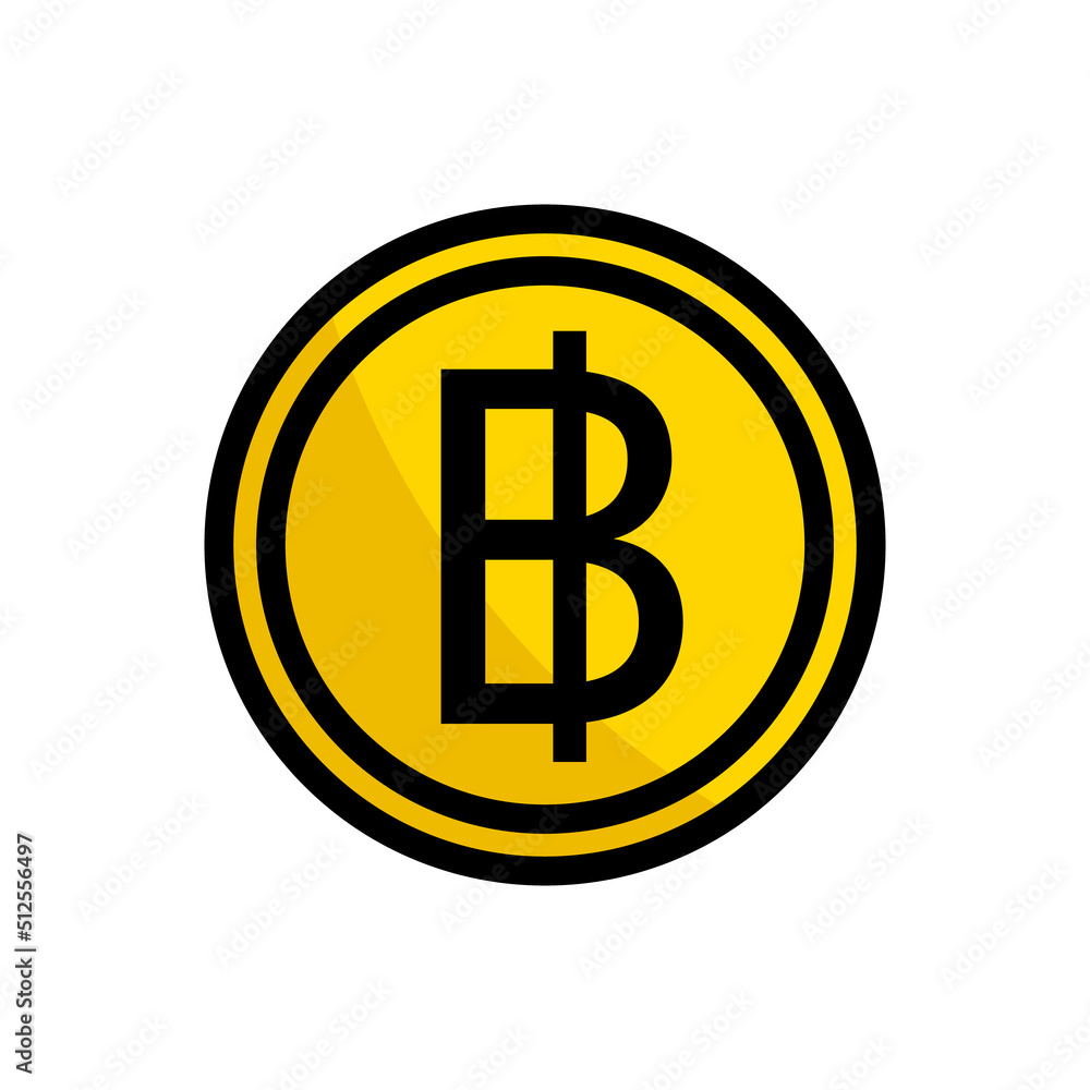 Thai baht gold coin icon. Thai currency. Vector. Thai baht gold coin icon. Thai currency. Vector.