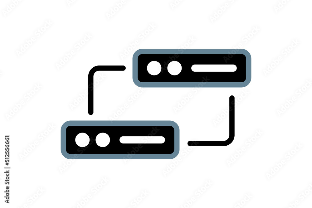 Server-to-server data communication. Web hosting services. Vector. Server-to-server data communication. Web hosting services. Vector.