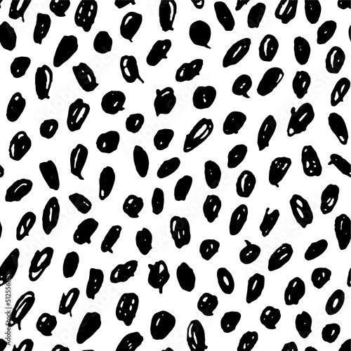 Handwritten doodle rounded shapes vector seamless pattern.