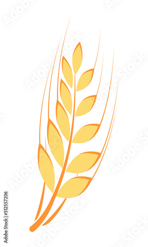 Gold ear of wheat semi flat color vector object. Full sized item on white. Agricultural nature. Ancient greek symbol. Simple cartoon style illustration for web graphic design and animation