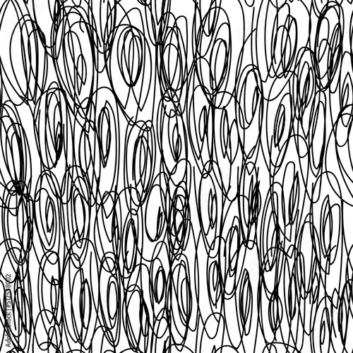 Tangled line seamless pattern. Handwritten doodles. Lines and shapes.