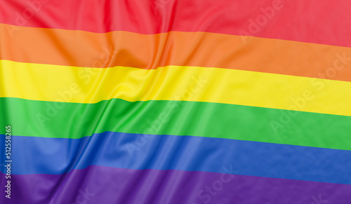 LGBT flag blowing in the wind. The rainbow flag full page