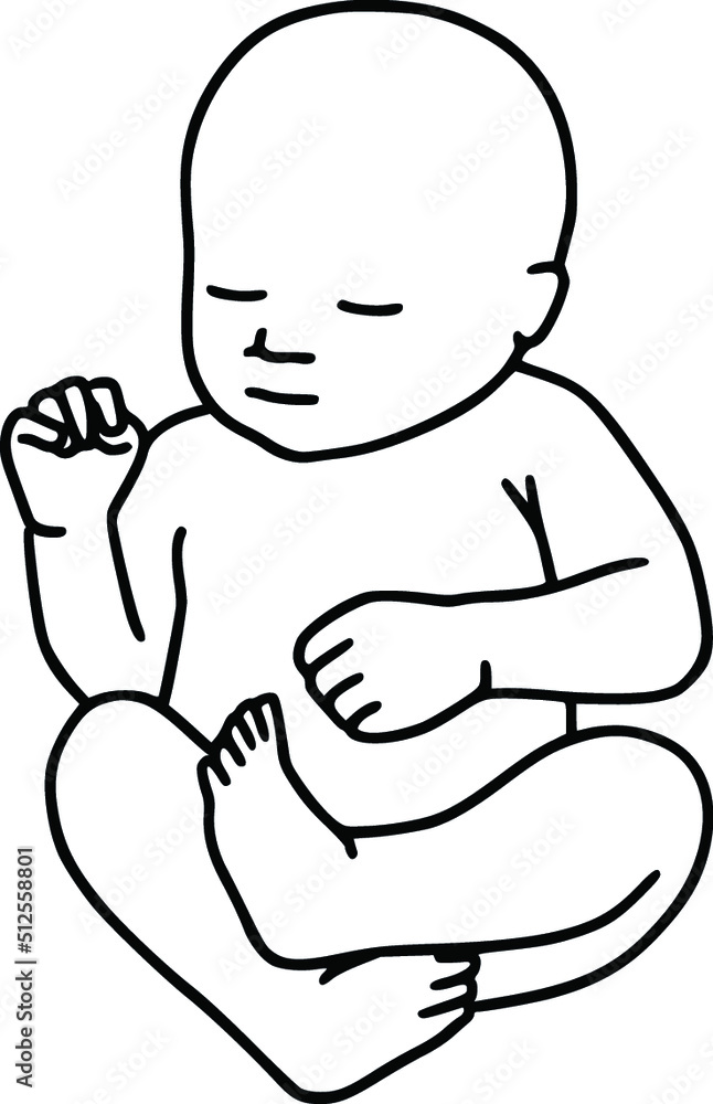Line art drawing illustration of a baby. Abstract vector minimalist line drawing of small cute sleeping baby. Line art drawing illustration of a baby. Abstract vector minimalist line drawing of small cute sleeping baby.