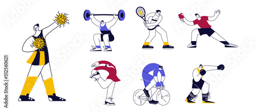 Set of male and female athletes