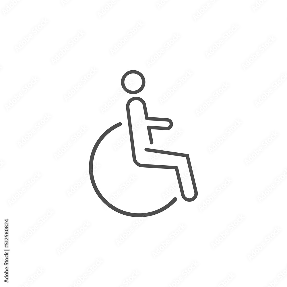 wheelchair icon, disabled, on white background wheelchair icon, disabled, on white background