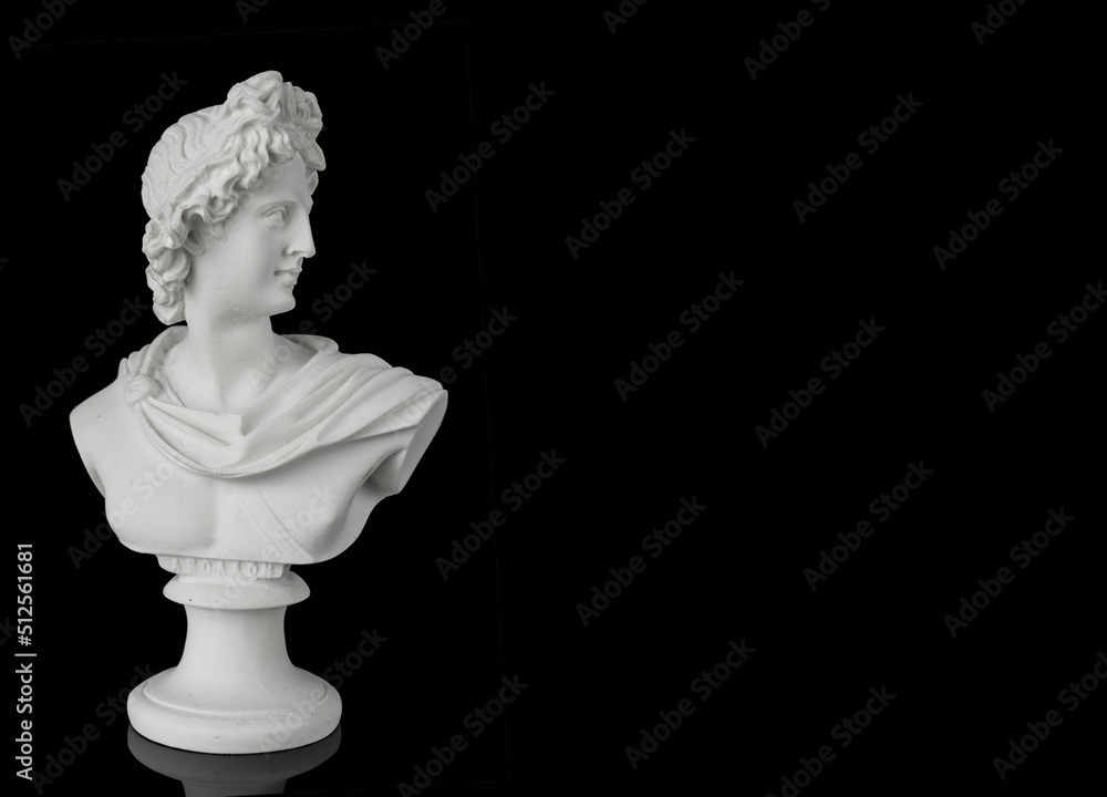 Obraz premium Gypsum statue of Apollo`s head on a background