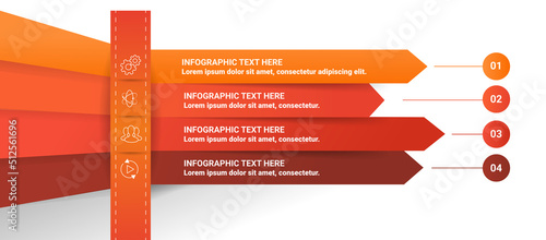 Business infographic with lines template. Concept of 4 successive steps for business.Simple infographic design template.