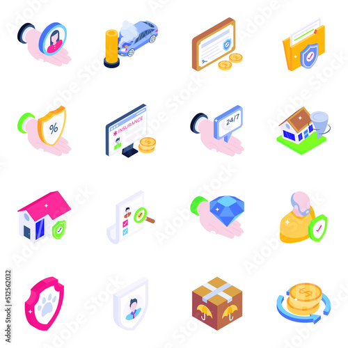 Collection of Assurance Isometric Icons 