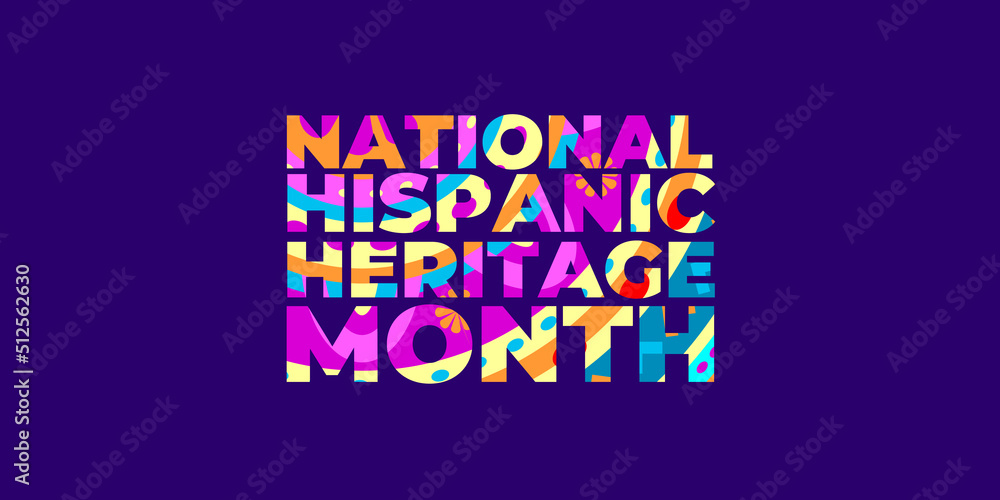 Hispanic heritage month. Vector web banner, poster, card for social media, networks. Greeting with national Hispanic heritage month text, Huichol pattern background - obrazy, fototapety, plakaty 